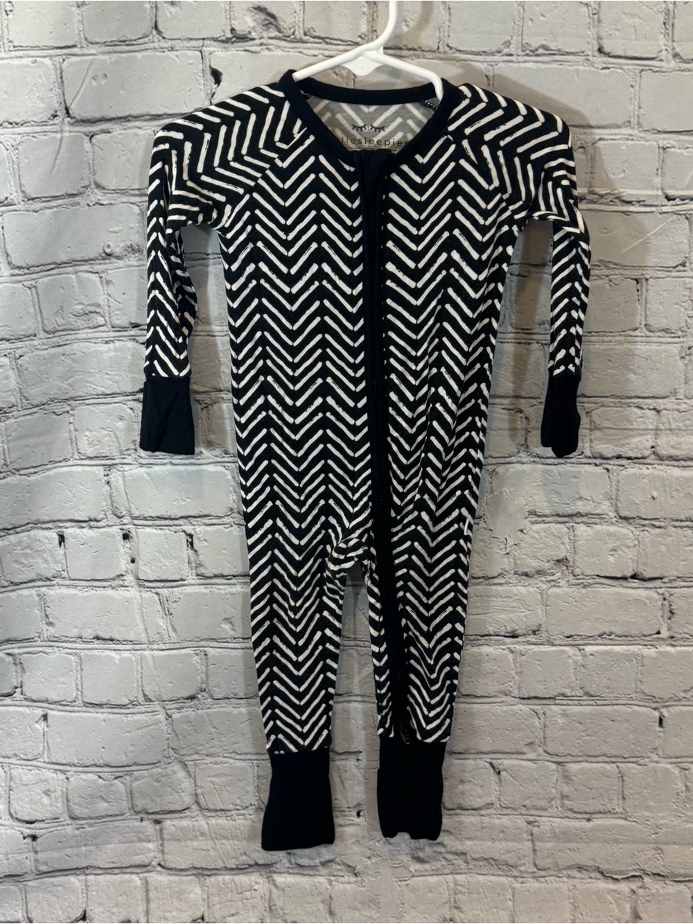 Little Sleepies Black and White Chevron Bamboo Zippie Romper